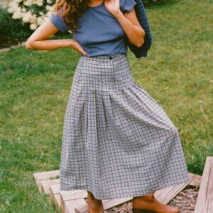 Christy Dawn Rhoda Skirt in Slate Gingham